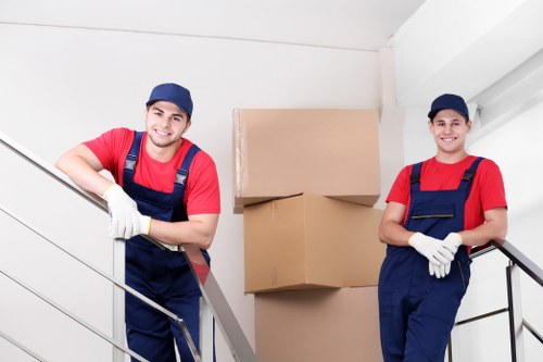 Professional removal team working in a Belgravia townhouse move