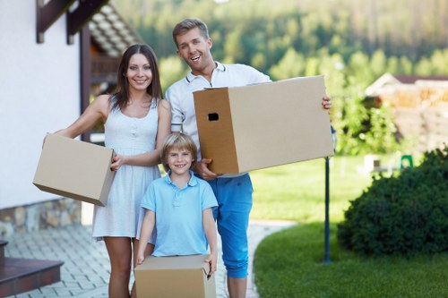 Packed student belongings prepared for removals in Belgravia
