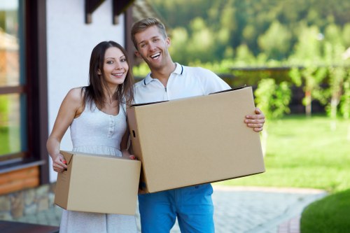 Careful loading of business items during a central London commercial move