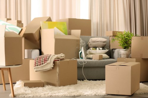 Staff member handling an escalation in a removal company office